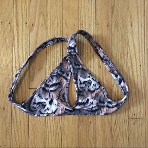 Indah Printed Nude Keyhole Bikini Top, Size XS